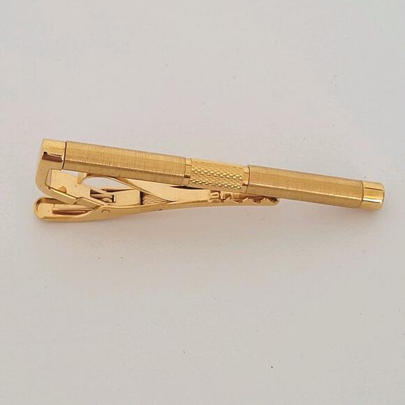 Dunhill Vintage Tie Clasp Clip Bar Round Gold Tone Retro 2inch Designer - Picture 1 of 7